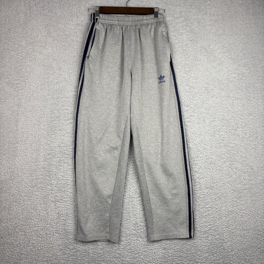Vintage Adidas Sweatpants Men Medium Gray Side Stripe Relaxed Fit Streetwear Y2K